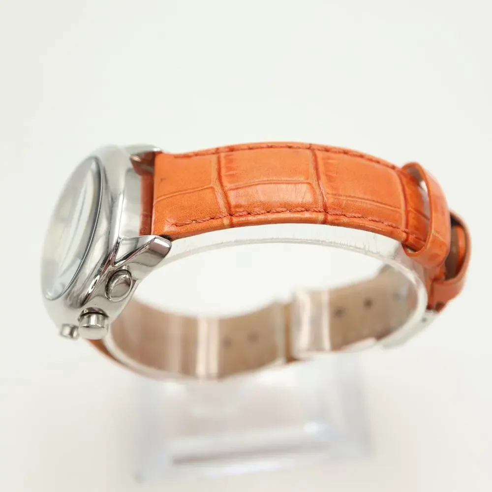Anne Klein Swiss Oval Orange MOP 35mm Womens Watch Day Date Leather New Battery